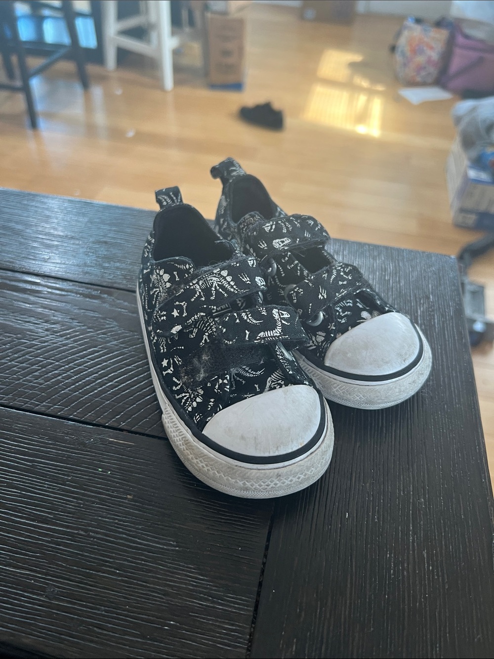 Converse Kids Black Canvas Sneakers with White Pattern